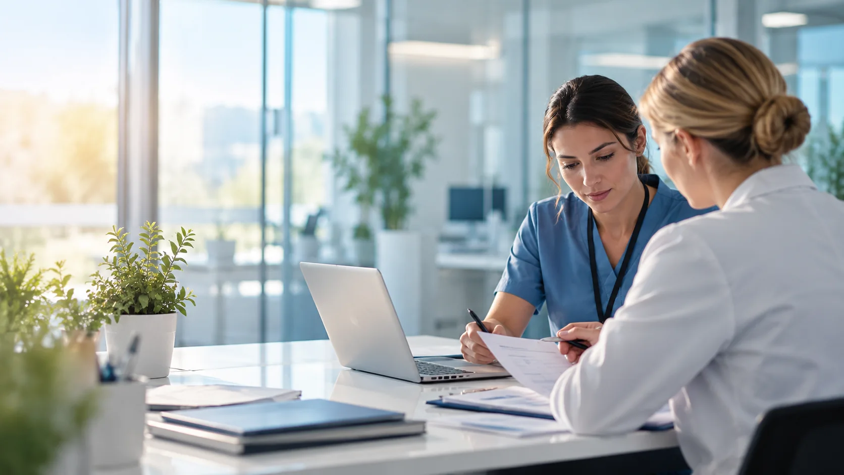 Illustrative clinical research professionals coordinating study documentation